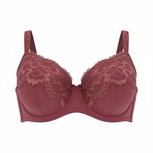HSIA Lace Bra 34DDD Burgundy Full Coverage Underwire Support Lingerie